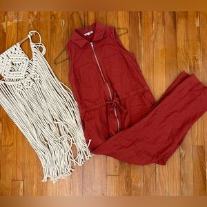 Salmon Sleeveless Jumpsuit